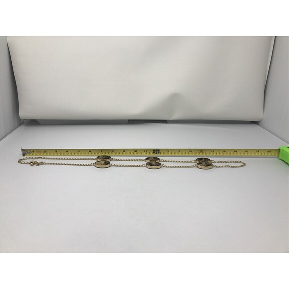 CHICO'S Necklace Animal Print Faux Fur Oval Beads Gold Tone Brown LONG Strand - Picture 9 of 11